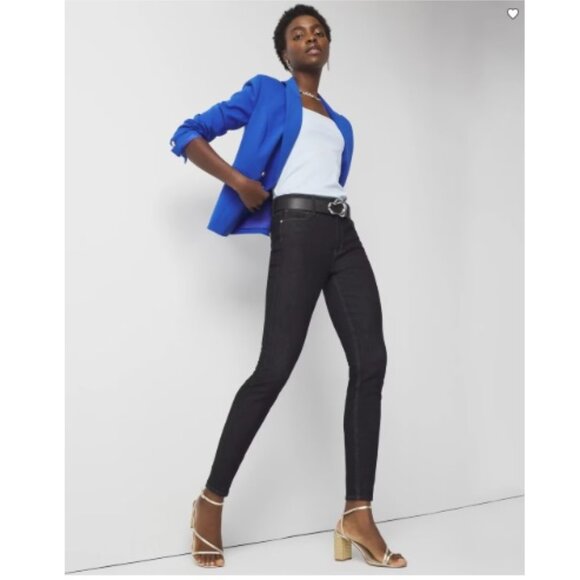 White House Black Market The Sculpt Skinny Ankle Jeans, Dark Denim Blue | Size 2 - Picture 1 of 6
